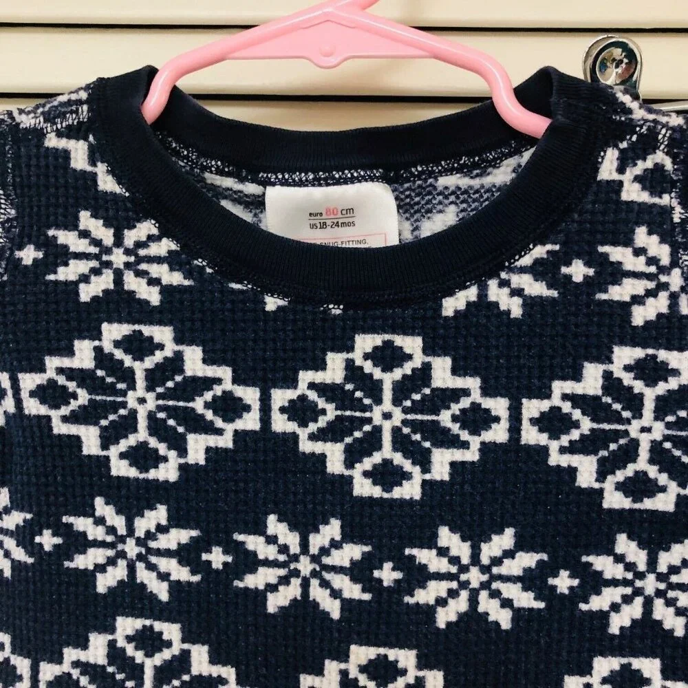 Hanna Andersson Organic Cotton Thermal Snowflake‎ Pj Pajamas Baby 18/24M